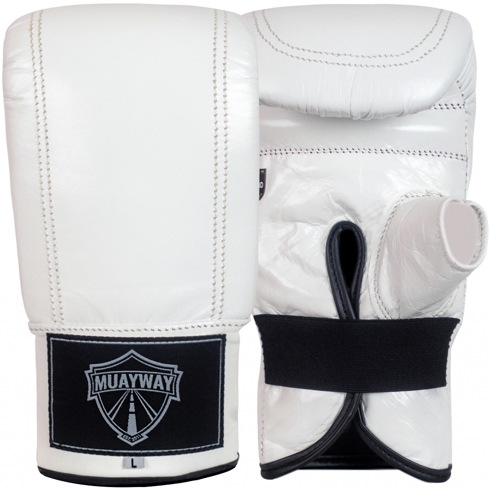 Muayway Bag Gloves Elastic Cuff Muay Thai Boxing White 