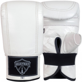 Muayway Bag Gloves Elastic Cuff Muay Thai Boxing White 