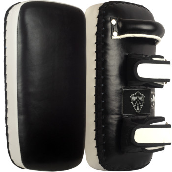 Muayway Straight Thai Pads Genuine Leather Black-White