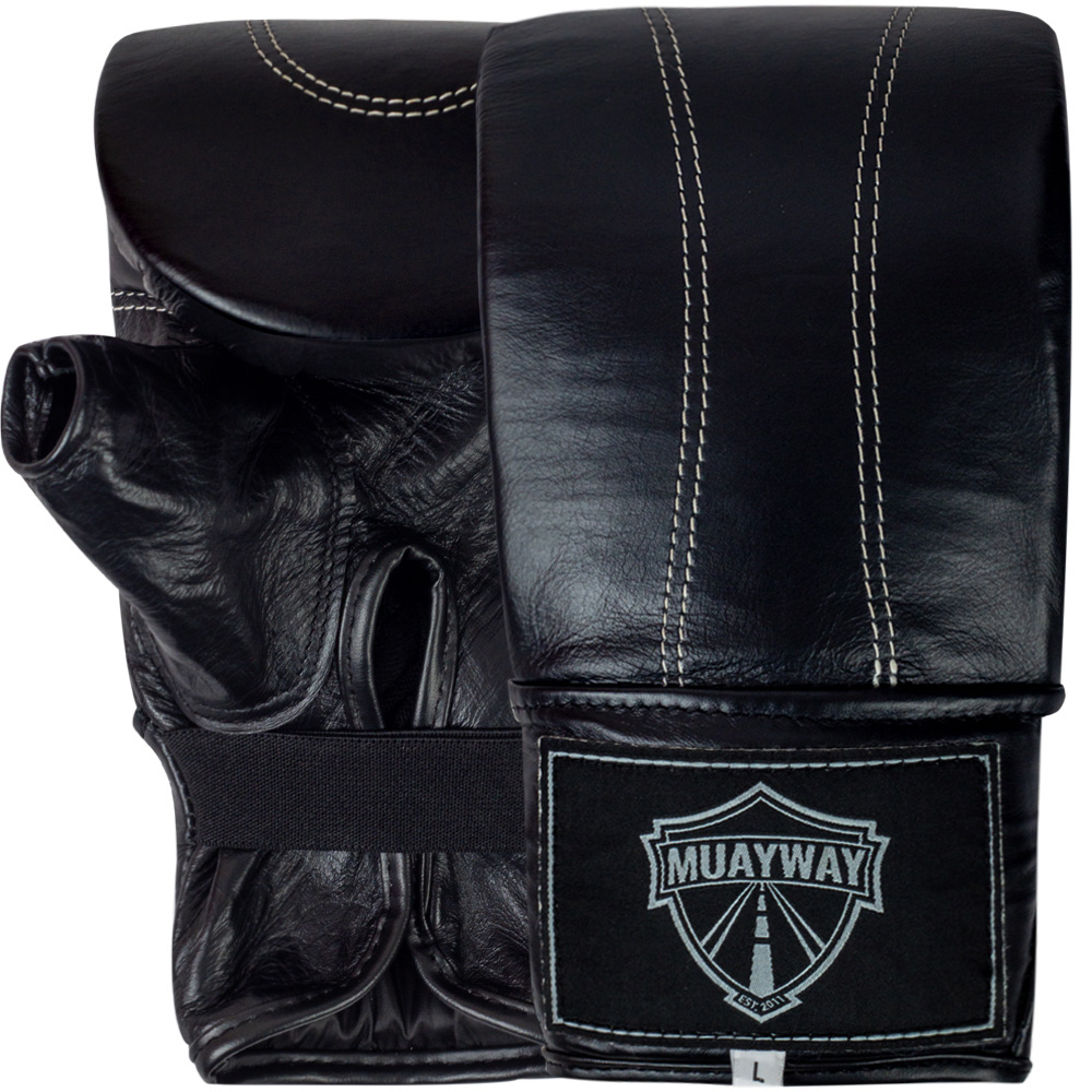 Muayway Bag Gloves Elastic Cuff Muay Thai Boxing Black
