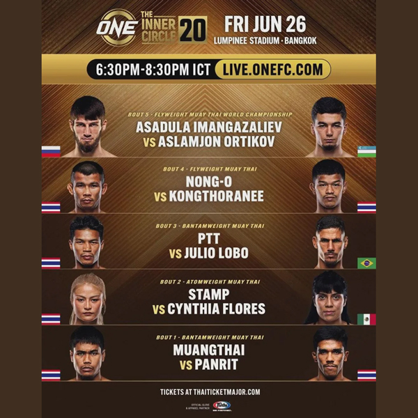 Historic Undefeated Clash Headlines ONE Championship at Lumpinee Stadium on June 26