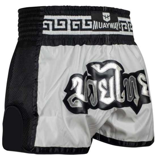 Muayway "Meander" Muay Thai Boxing Shorts White + Branded Keychain 