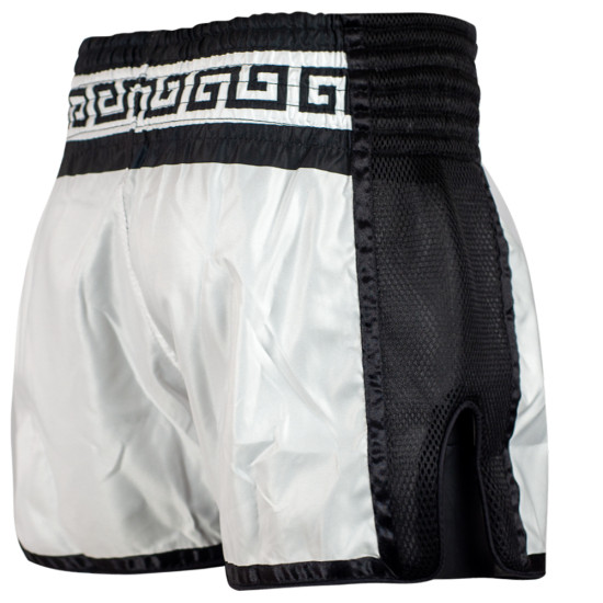 Muayway "Meander" Muay Thai Boxing Shorts White + Branded Keychain 