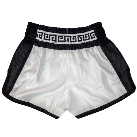 Muayway "Meander" Muay Thai Boxing Shorts White + Branded Keychain 