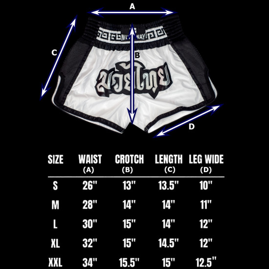 Muayway "Meander" Muay Thai Boxing Shorts Black + Branded Keychain 