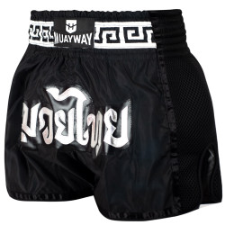 Muayway "Meander" Muay Thai Boxing Shorts Black + Branded Keychain 