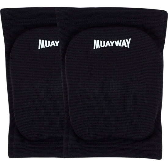 Muayway Knee Pads Guards Muay Thai Boxing Black + Branded Keychain