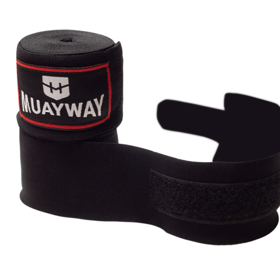 Muayway Hand Wraps Muay Thai Boxing Black + Branded Keychain