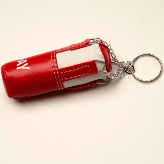 Muayway Shin Guards Cotton Elastic Competition Red Graphic Print + Branded Keychain