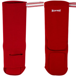 Muayway Shin Guards Cotton Elastic Competition Red + Branded Keychain