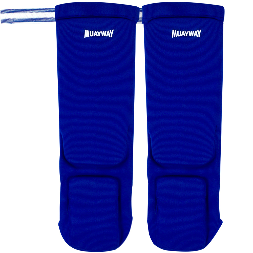 Muayway Shin Guards Cotton Elastic Competition Blue