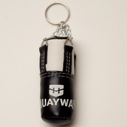 Muayway Shin Guards Cotton Elastic Competition Black + Branded Keychain