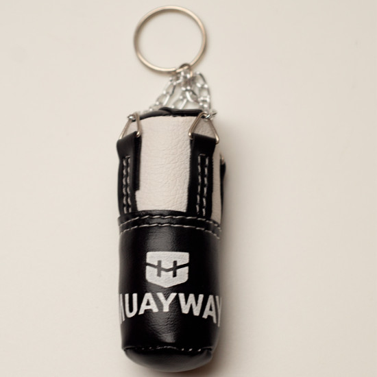 Muayway Shin Guards Cotton Elastic Competition Black Graphic Print + Branded Keychain