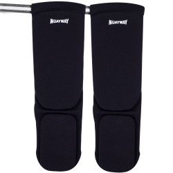 Muayway Shin Guards Cotton Elastic Competition Black + Branded Keychain