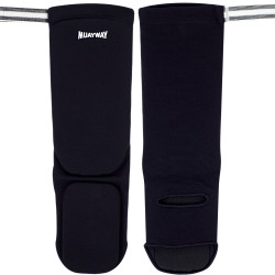 Muayway Shin Guards Cotton Elastic Competition Black + Branded Keychain