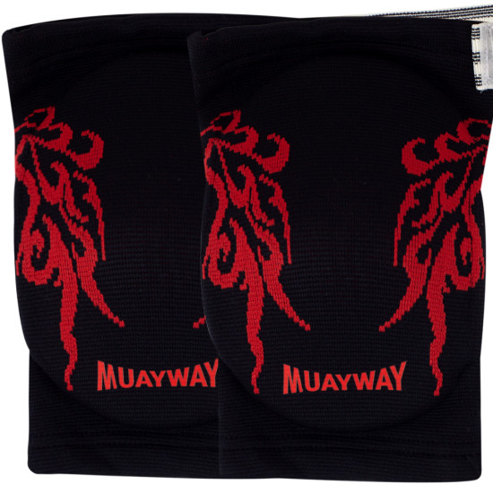 Muayway Elbow Pads Guards Muay Thai Boxing Free Size Free Shipping Black Graphic