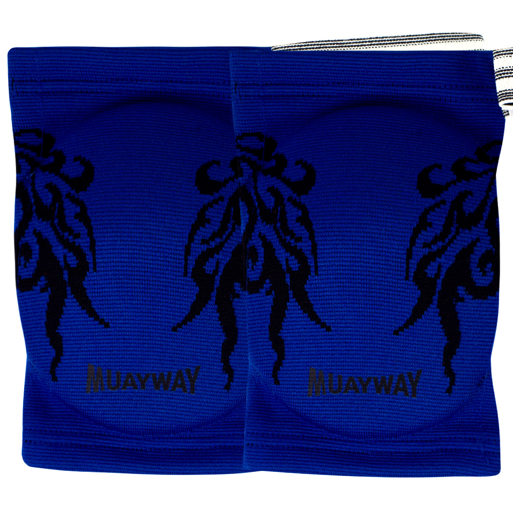 Muayway Elbow Pads Guards Muay Thai Boxing Blue Graphic