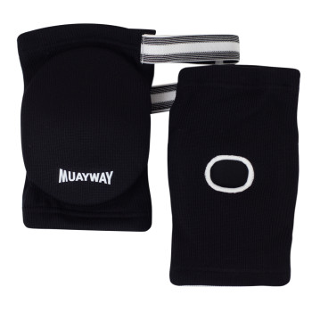 Muayway Elbow Pads Guards Muay Thai Boxing Black + Branded Keychain