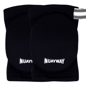Muayway Elbow Pads Guards Muay Thai Boxing Black + Branded Keychain