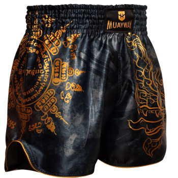 Muayway "Gold Yant" Muay Thai Boxing Shorts + Branded Keychain